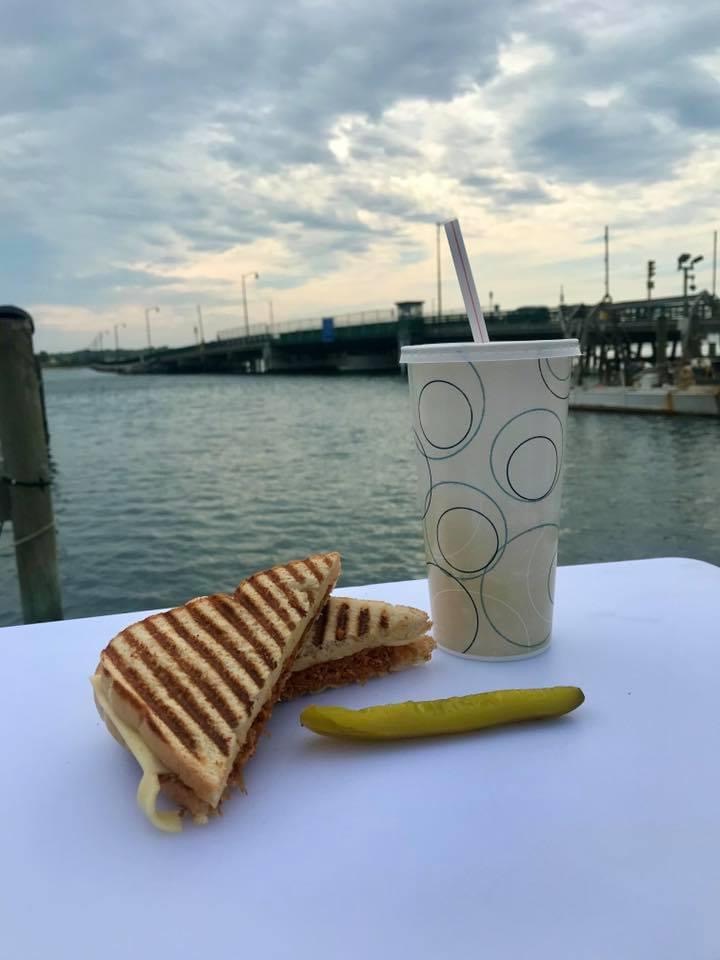 Food display by the dock.